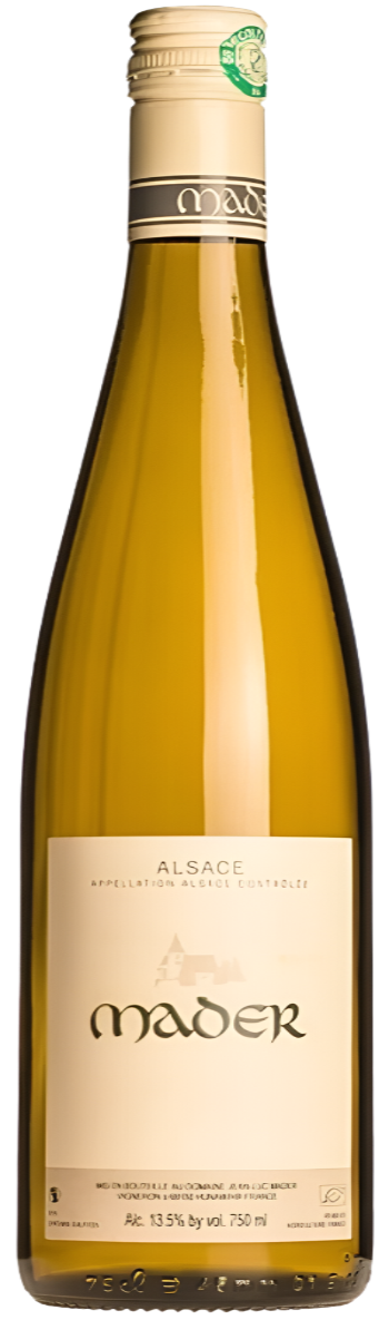 Jean-Luc Mader Alsace Pinot Blanc wine bottle,  a white French wine from Alsace 